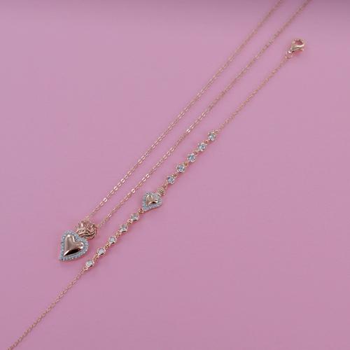 Collana Con Ciondolo A Cuore In Argento 925 Rodiato E Zirconi Bianchi - NKlaus, 12x12mm