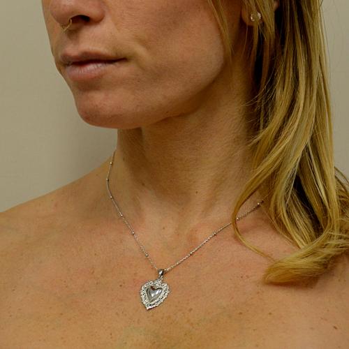 Tuscany Silver Collana con pendente cuore e foglia in argento sterling