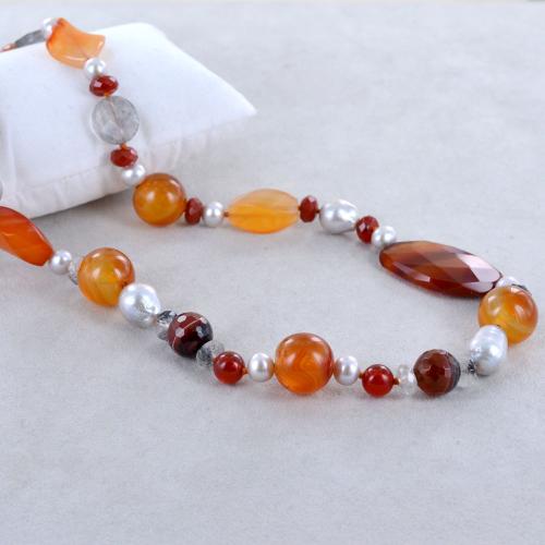 Collana Filo Singolo Corniola Collana Di Perle Di Corniola Arancione Naturale - 553,50 CTS, Filo Singolo, Perle Sfaccettate Perline Sfaccettate - Foto 5