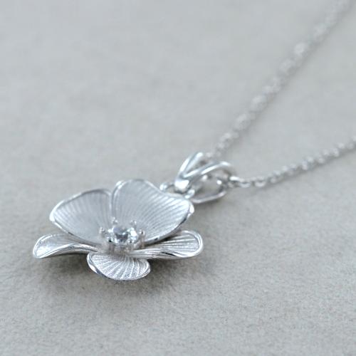 Collana Con Ciondolo Fiore Di Ciliegio Argento &ndash; Gioiello A Tema Fiori &ndash; 18 Pollici