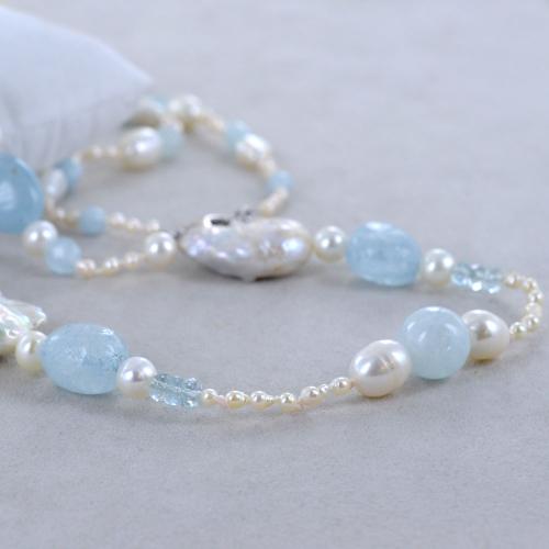 Valero Pearls Catena da Donna in Argento Sterling 925 con rodio con Perle coltivate d'acqua dolce blu scuro 60201649
