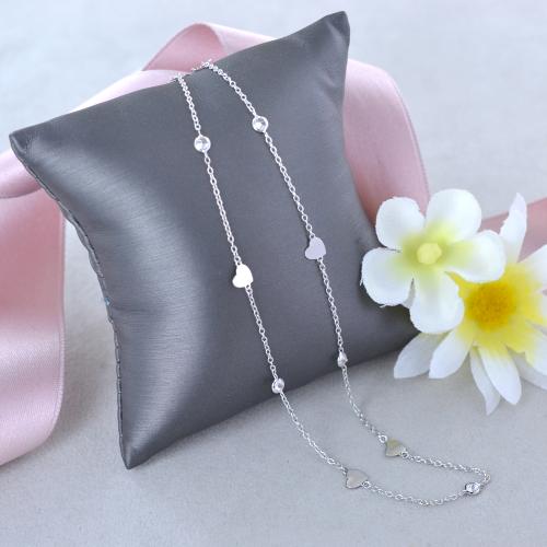 COLLANA ARGENTO 925 COLLANA DONNA COLLANA AMEN CIONDOLO CUORE PAVÉ CON