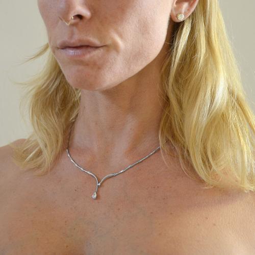 Collana In Oro Bianco 18 KT Montatura 4 Griffe Con Diamante Taglio Rot - Zahir Gioielli - Foto 7