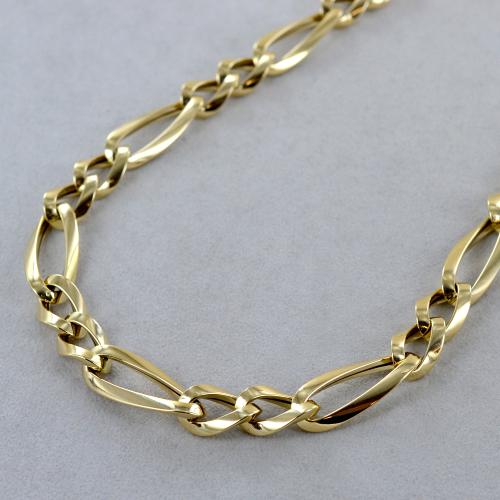 Collana Oro Giallo 10K A Maglia Barbazzale – Larghezza 8,2 Mm, Lunghezza 55,9 Cm, Finitura Lucida, Chiusura Moschettone