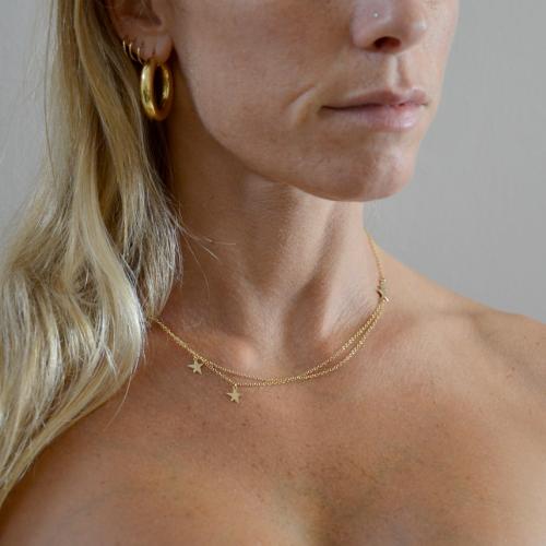 Collana Double Fil Azzurrite Et Argent 925 Doré - Made In Italy - Samarcanda Gioielli - Neuf Avec étiquettes