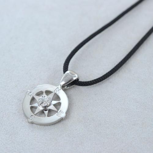 GAVU Collana Donna Argento 925 Con Ciondolo Bussola Rosa Dei Venti E Zirconia - Regalo Significativo