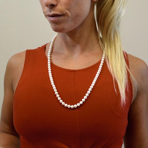 Collana Di Perle Per Uomo HIPVOPE - Perle Finte 6/8mm, Lunghezza 16-24 Pollici, Acciaio Inox, Ipoallergenica