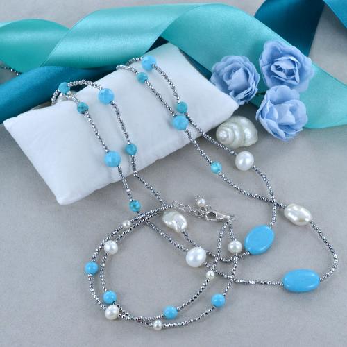Collana Argento 925 Con Ciondolo In Turchese Naturale 55 Carati – Fatto A Mano Gioiello Indiano