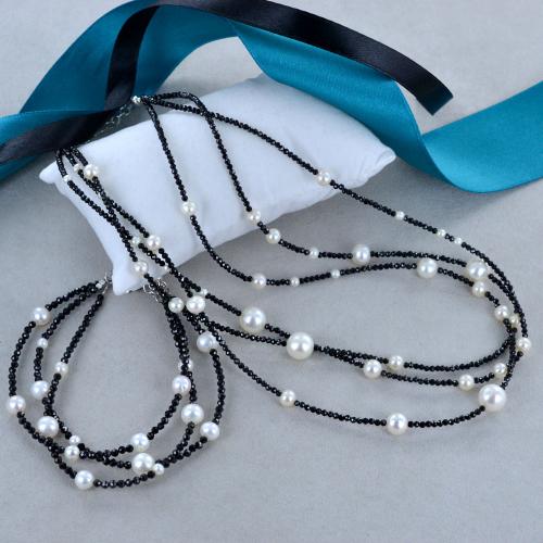 Collana in argento sterling 925, ciondolo con spinello nero