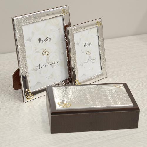Cornice Italiana In Argento 925 E Oro 18kt - Nozze Oro 50° - Cm.30x30 - DE SANTIS