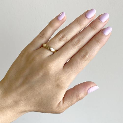 Fede Nuziale In Oro Giallo 9Ct A Forma Di D Con Motivo - Foto 4