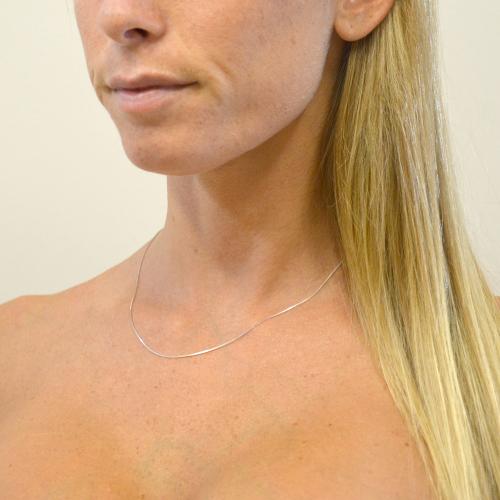 Collana Girocollo Donna Con Zircone Cubico, Catina Box Sottile Italiana, Argento, Pendente Solitario