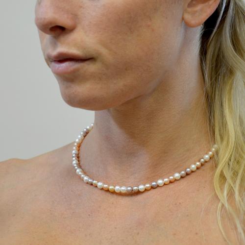 Collana Di Perle D'acqua Dolce Color Pavone Arcobaleno Da 9x10-11 - Foto 8