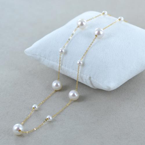 Anello in Oro Bianco 18Kt con Perle Bianche Acqua Dolce ø 8mm