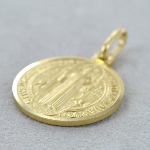 CARISSIMA Ciondolo Medaglia San Benedetto In Oro Giallo 9ct Su Catana Curb Diamantata | Lunghezza Collana 46cm | Gioiello Italiano Regalo