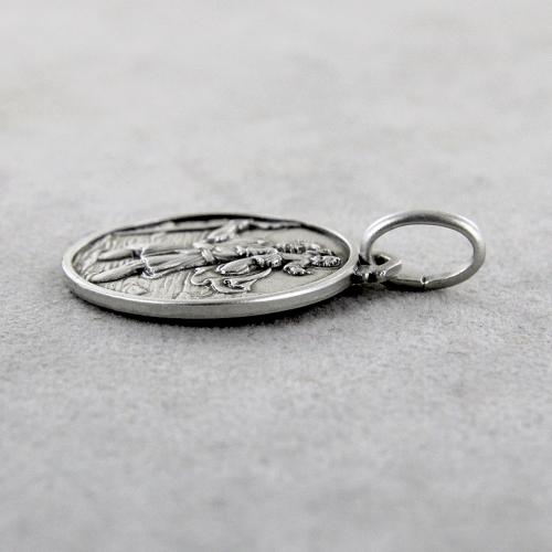 Medaglione Ovale San Cristoforo In Argento 925 - Catina In Argento Con Catena Grumetta 46 Cm - Tuscany Silver