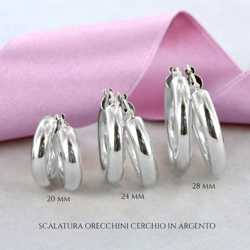 Orecchini a cerchio in argento Sterling 925 con perno incernierato da 2 mm, lucidi, misure 72 x 70 mm di larghezza, 2 mm di spessore, gioielli da donna, One Size, Metallo Argento