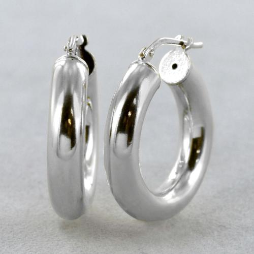 Orecchini a cerchio rotondi con pompon in argento sterling, Argento