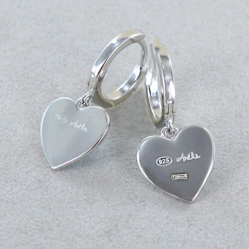 Coppia Orecchini A Cerchio E Cuore Placcati Argento 30mm – Nuovi Con Etichette