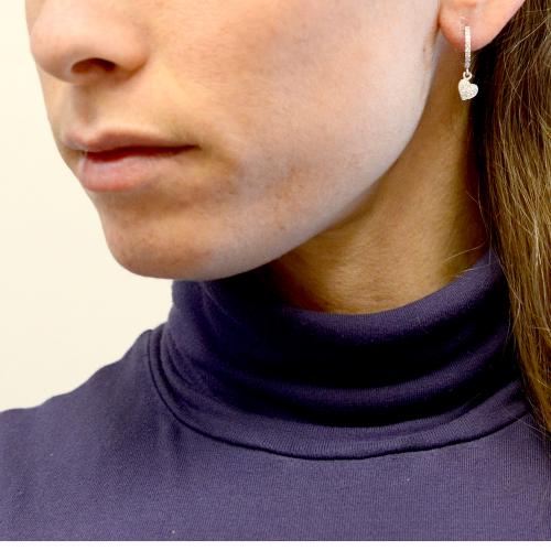 Orecchini Sterling Argento A Cerchio A Forma Di Cuore Per Donne - Foto 5