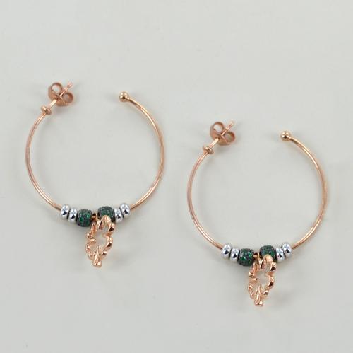 Orecchini A Cerchio In Argento Con Quadrifoglio E Pepite - Flores Gioielli