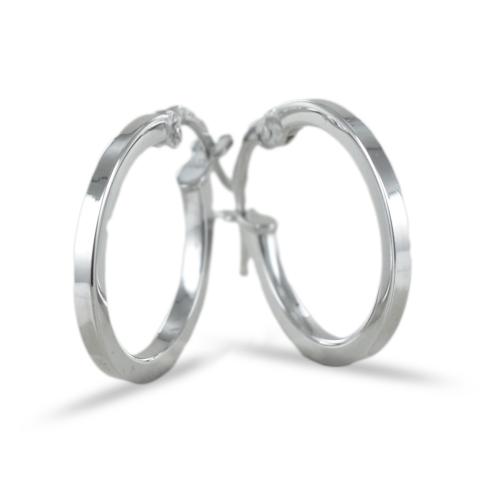 Orecchini a cerchio in oro bianco 14 kt, 1,5 mm, lucidi, misura 56 x 56 mm di larghezza, 1,5 mm di spessore, gioielli da donna, one-size, Metallo Oro bianco Oro Metallo Oro