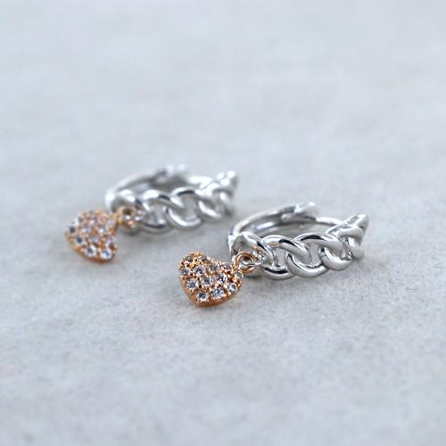 Orecchini A Croce In Oro Rosa E Zirconia Bianca – 7x11 Mm, Acciaio Inox, Per Donne E Ragazze, In Confezione Regalo