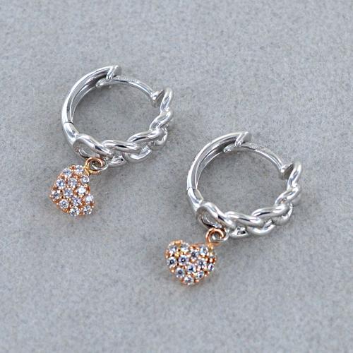Orecchini a cerchio con doppia fila di zirconi cubici: orecchini a cerchio in argento sterling placcato oro 18k - Italia
