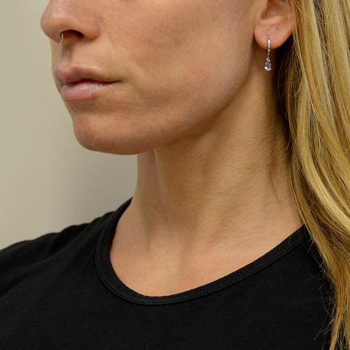 Orecchini a cerchio da donna con pendente a goccia in