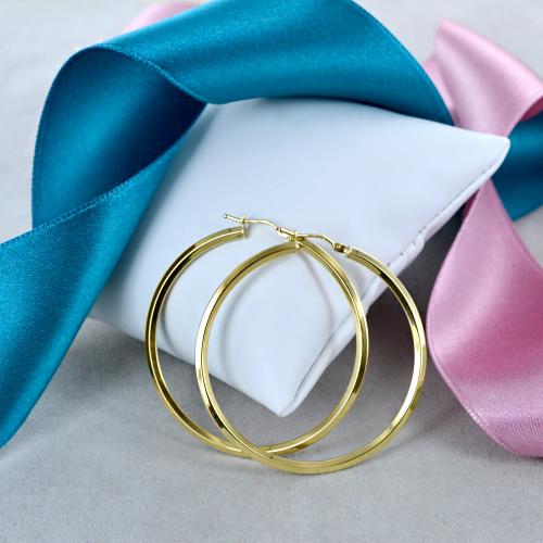 Orecchini a cerchio da donna 28x5 mm - oro giallo 18K (750) - Scatola Regalo - Certificato di garanzia