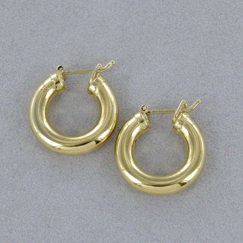 Orecchini A Cerchio Grandi Lucidi Piani In Oro Giallo 10K Reale 2,8 - Foto 9