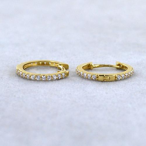 Orecchini A Cerchio Huggie In Oro 14k: Goccia Di Diamanti - Foto 3