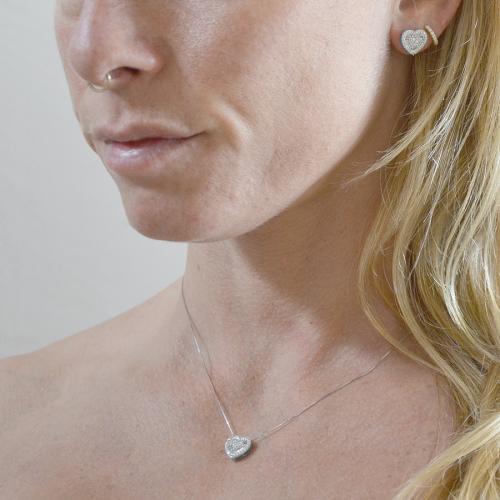 Bibigì Cuore Pavè | Orecchini in oro bianco 18 kt con diamanti taglio brillante