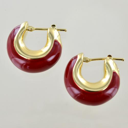 Orecchini A Stella In Oro Giallo 9kt E Smalto Rosa - Gioielli Perno Da Donna In Confezione Regalo