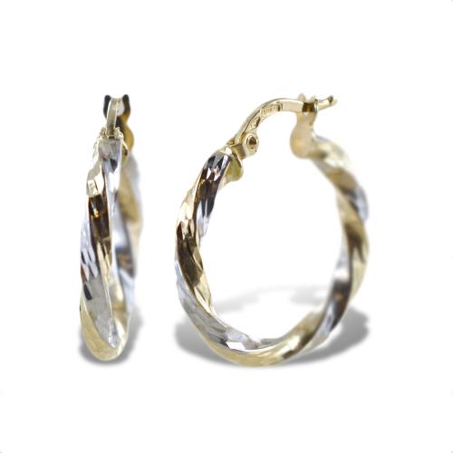 Candyfancy Orecchini a cerchio rotondi intrecciati con corda a scatto placcati in oro bianco e oro giallo 20 mm 25 mm 30 mm Twisited Chunky Orecchini a cerchio per le donne in