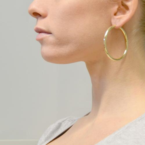 Orecchini A Cerchio In Oro Giallo 9 Kt, 35 Mm - Foto 8