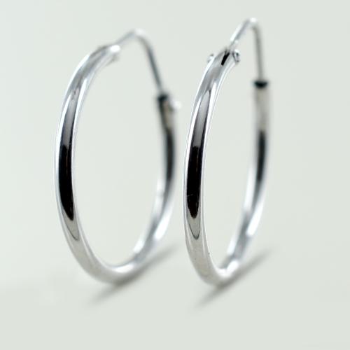 Orecchini A Cerchio Canna Liscia Da Donna In Oro 18 Carati Spessore O Modello: 4,00 Mm Diametro Interno Misura: 30 Finitura Elemento: Lucida Senza Rinforzo 5,1g - Foto 6