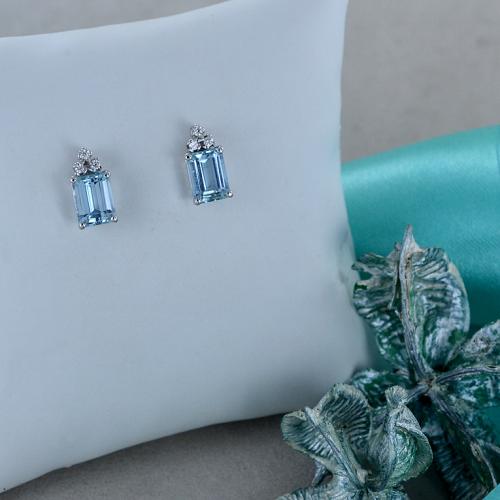 Orecchini con acquamarina e brillanti clearance