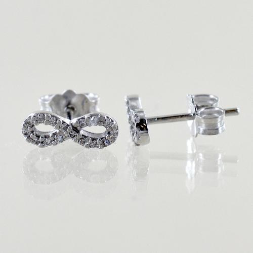 MicLee Orecchini Infinito Con Ancora In Argento 925 E Zirconi - Gioielli Eleganti Per Donna, Ragazza, Regalo Con Sacchetto Di Velluto