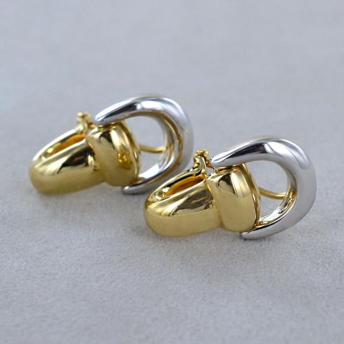 Orecchino A Cerchio Extra Largo Liscio Con Bordi Affilati Riempito In Oro 18k - Foto 3