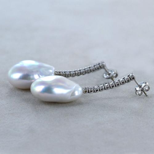 Orecchini Con Perle Barocche Bianche, Pendenti In Vermeil Oro - Foto 11