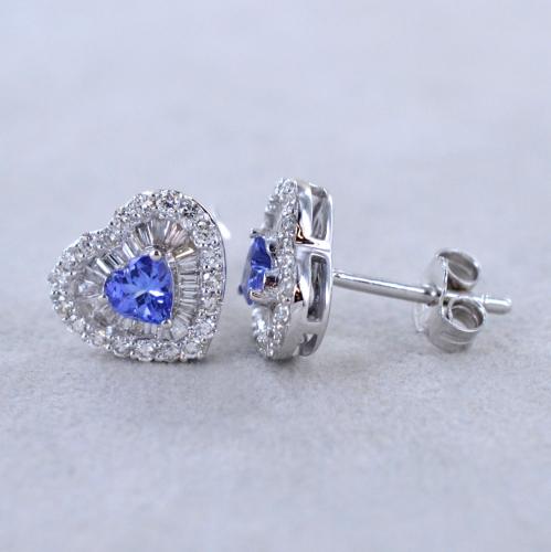 In oro bianco 9 Kt, con Zirconia cubica tanzanite e diamanti