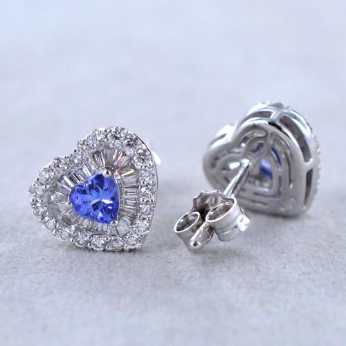 Orecchini Pendenti Artigianali In Argento 925 Con Tanzanite Blu Creata In Laboratorio, Lunghezza 2.50 - Foto 4