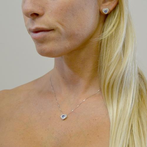 Orecchini Cuore Tanzanite Blu E Diamanti Modello Tanzanja | - La