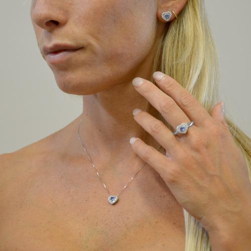 Orecchini Cerchi Donna Boccadamo in Argento con Cuore Blu