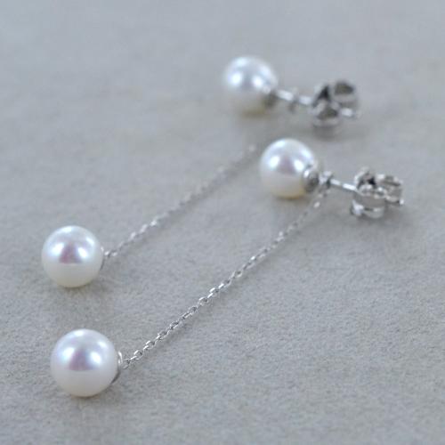Orecchini pendenti in argento 925 perla coltivata d'acqua dolce rosa