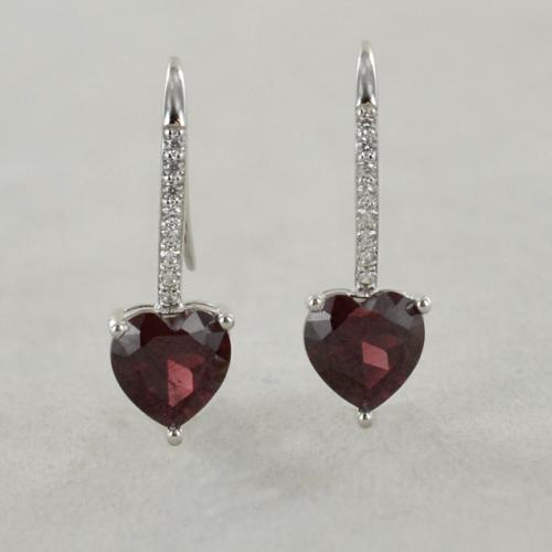 Orecchino pendente cuore - argento 925 con zircone | Sorgenta
