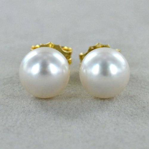 PEARLS & COLORS - Orecchini con perle coltivate AKOYA, originali giapponesi certificati, qualità AA+, oro bianco 750 millesimi (18 carati), imperdibile, gioiello da donna