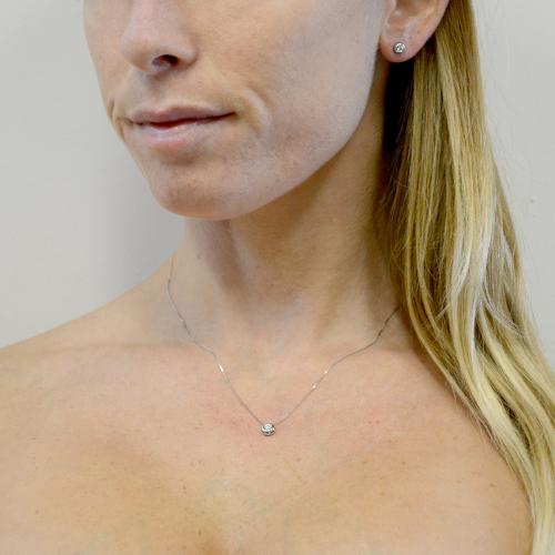 Orecchini punto luce Cipollina grande in oro bianco e diamanti ct. 0.14 G SI