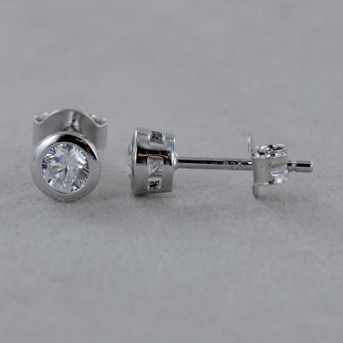 Miore Orecchini Cerchio Donna Piccoli con Zirconi Brillanti in Argento Sterling 925, Orecchini a lobo anallergici con Zirconi. Chiusura con perno